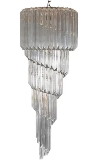 Venini Triedri Glass Cascading Spiral Chandelier