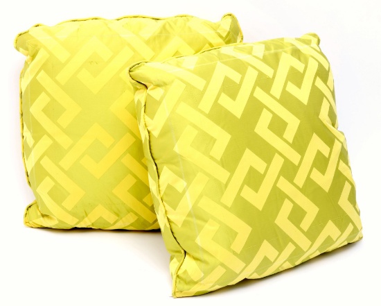 Didar Milan Silk Geometric Chartreuse-green  Custom Throw Pillows