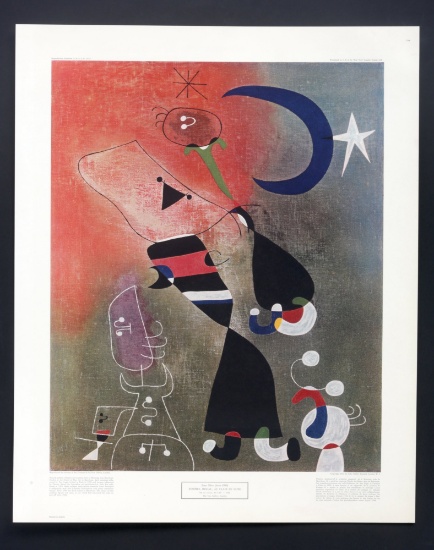 Women And Bird In The Moonlight Reproduction Print By Joan Miro