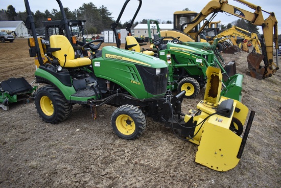 John Deere 1025R tractor with snow blower