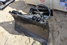 Mini skid steer hydraulic angle plow attachment