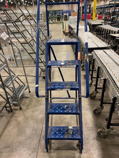 Blue Rolling Step Ladder 50" Height 5 Step