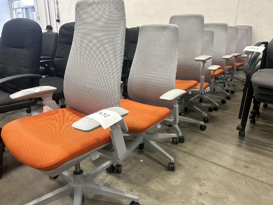 Orange and Gray Mesh Backed Office Chair