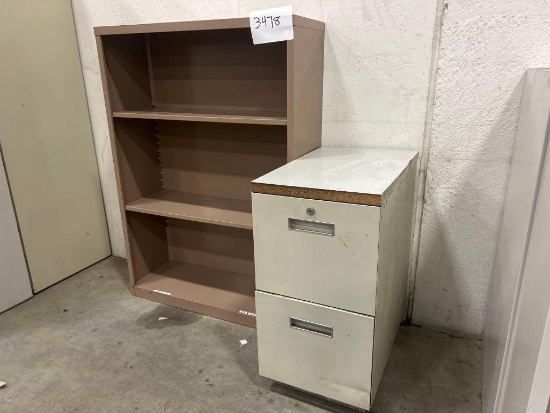 Metal 2 Shelf Cabinet and Filing Cabinet 2 Compartment