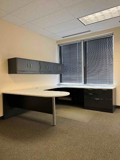 Office Furniture 5 Piece set 4 Desks 1 Cabinet 74" x 102" 105" Desk Height 34"