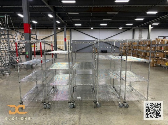 (5) Stainless Steel Rolling Carts With Shelving