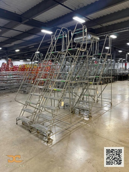 (4) 8' Cotterman Rolling Step Ladder w/ Work Platform | 10 Step Stock Picking Ladder
