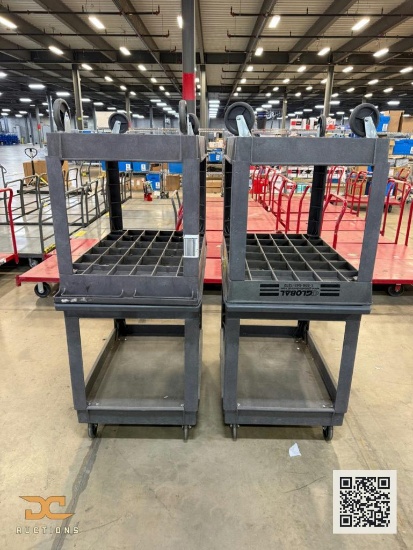 (4) Global Industrial Rolling Warehouse Utility Carts | Two Levels
