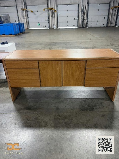 (2) Wood Grain Laminate Office Credenza with Drawers and Cabinet Doors