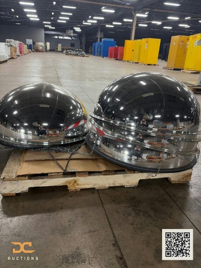 (6) Convex Safety Mirror Domes | Polished Stainless Steel, Warehouse/Security