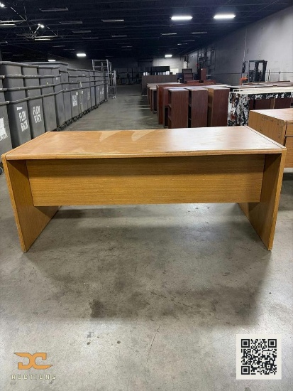 (2) Office Desk | Wood Grain Laminate Panel-Leg Writing Desk, Light Oak Finish