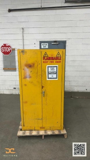 (1) Justrite Flammable Liquid Storage Safety Cabinet - 2-Door Yellow Steel