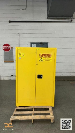 (1) Eagle Manufacturing 45-Gallon Yellow Flammable Liquid Safety Storage Cabinet - Double Door