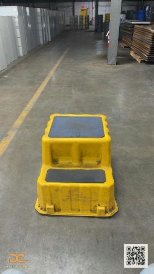 (4) Heavy-Duty 2-Step Industrial Safety Step Stool - Yellow Polyethylene