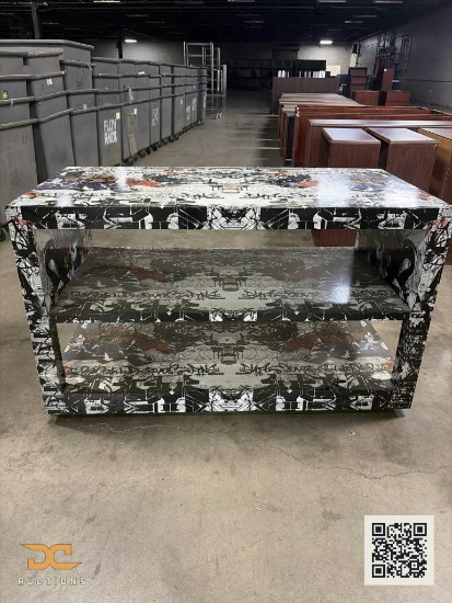 (2) Custom Graffiti Art Wrapped 3-Tier Display Table / Retail Fixture