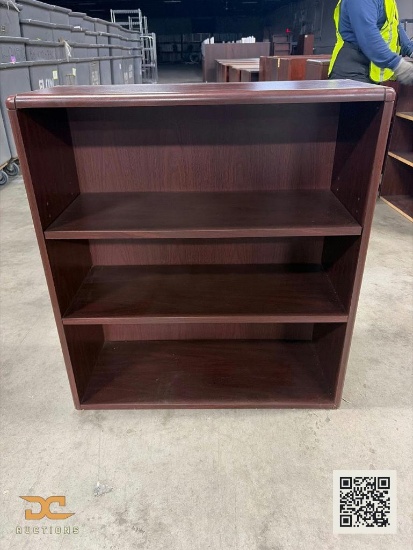 (5) 3-Shelf Mahogany Laminate Bookcase | Office Bookshelf
