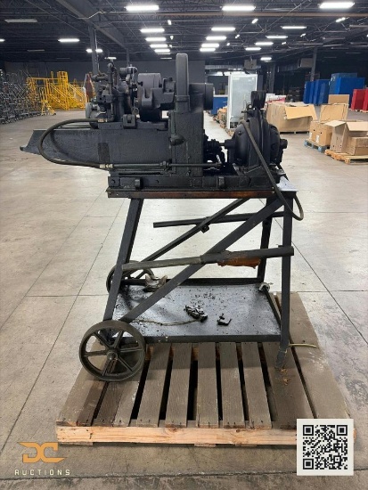 (1) Industrial Pipe Threading Machine on Wheeled Stand | With Dies & Accessories
