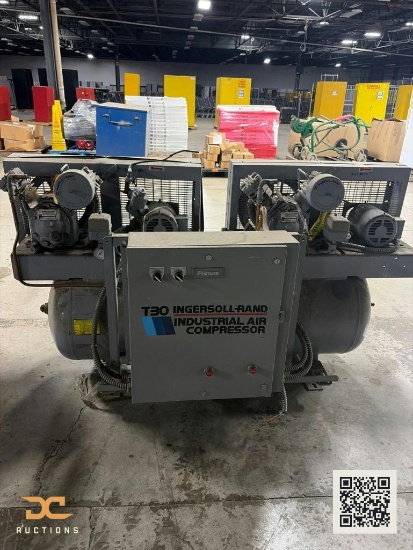 (1) Ingersoll-Rand T30 Industrial Air Compressor | Duplex, Tank-Mounted, Belt-Drive