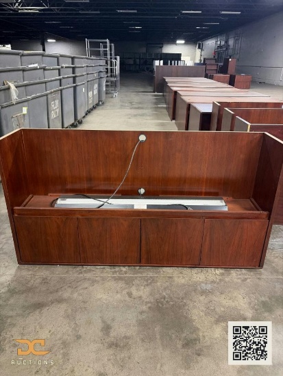 (4) Executive Office Reception / Credenza Unit with Built-In Power & Storage Cherry Wood Laminate