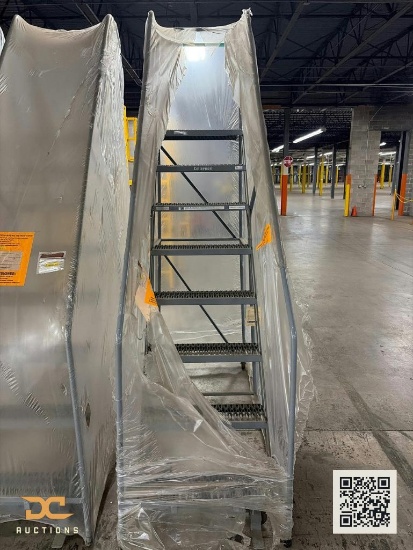 (4) Cotterman Rolling Safety Staircase / Warehouse Rolling Ladder 7-Step, Steel, New in Packaging
