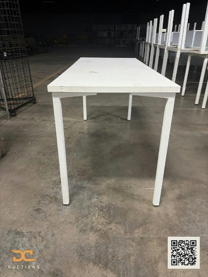 (6) White Office / Training Table with Metal Legs