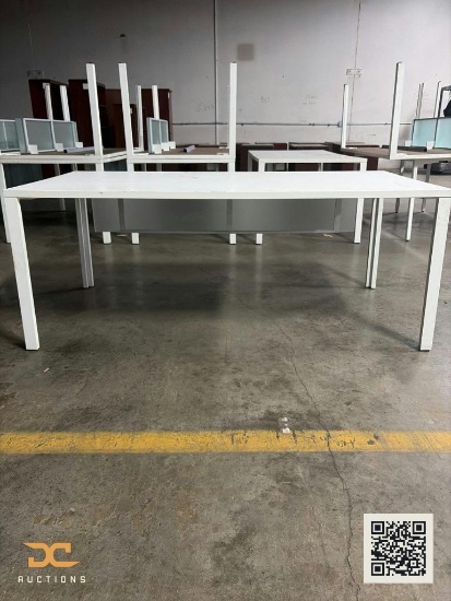 (10) White Office Desk / Workstation Table with Metal Frame Legs