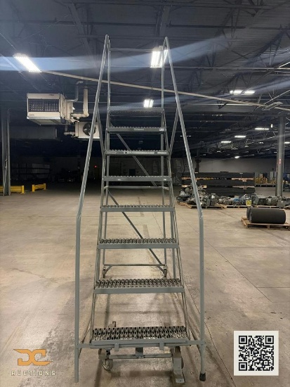 (1) Cotterman 8-Step Rolling Safety Ladder with Handrails and Casters