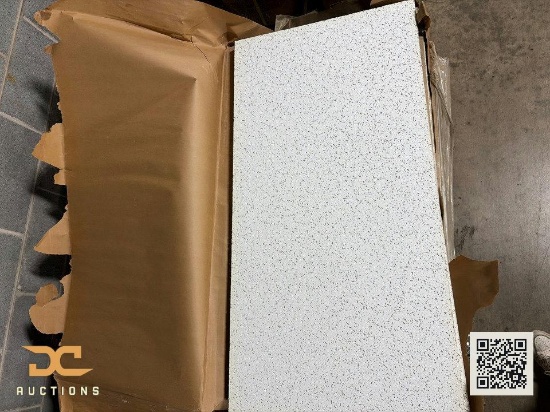 (110) Acoustic Drop Ceiling Tiles Box Lot, White Mineral Fiber, Fine Texture