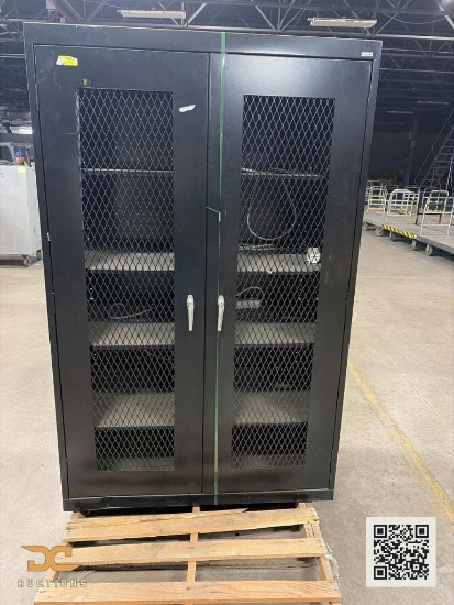 (1) Heavy-Duty Steel Storage Cabinet | Double Door with Expanded Metal Mesh Doors & Adjustable