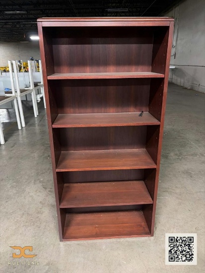 (2) 5-Shelf Mahogany Laminate Bookcase / Office Bookshelf