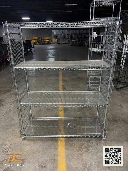 (1) Chrome Wire Shelving Unit | 4-Tier Freestanding Industrial Shelf