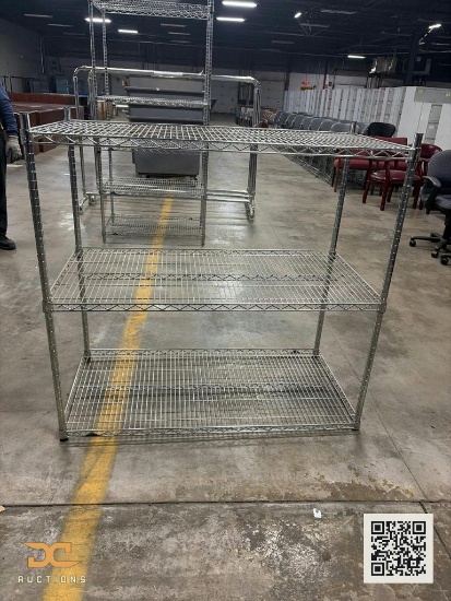 (1) Chrome Wire Shelving Unit 3-Tier, Heavy-Duty, Adjustable