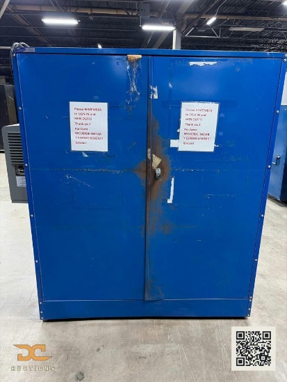 (1) Heavy-Duty Steel Double-Door Storage Cabinet Blue, Industrial