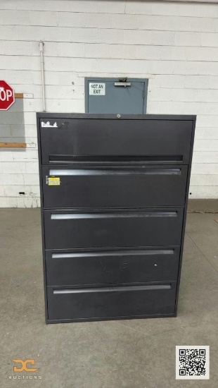 (1) 5-Drawer Lateral File Cabinet - Dark Charcoal Gray Steel