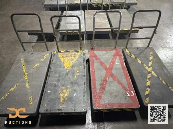 (4) Heavy-Duty Industrial Steel Platform Push Carts w/ Push Handle