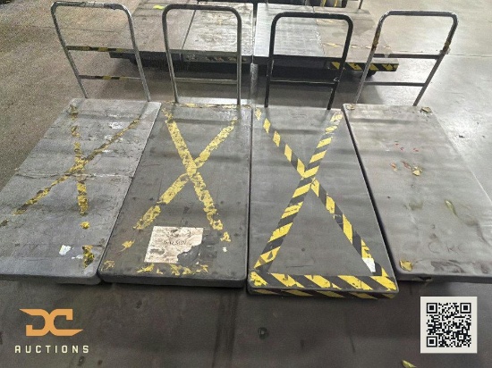 (4) Heavy-Duty Steel Platform Flatbed Carts w/ Push Handles
