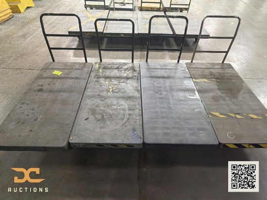 (4) Heavy-Duty Steel Flat Deck Material Handling Carts w/ Push Handles
