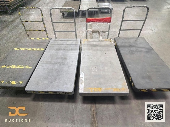(4) Flat Deck Push Carts with Handle