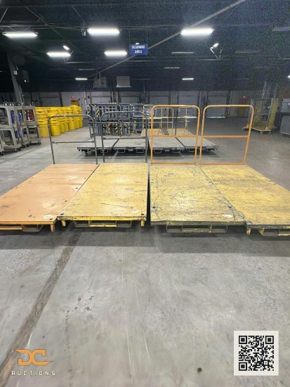 (4) Heavy-Duty Flat Deck Platform Carts with Push Handle