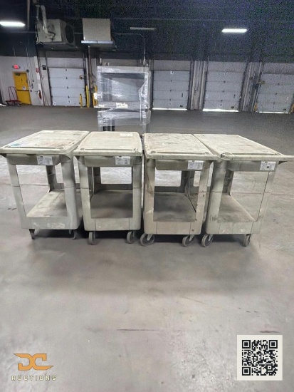 (1) Rubbermaid-Style 2-Shelf Plastic Utility Carts on Casters