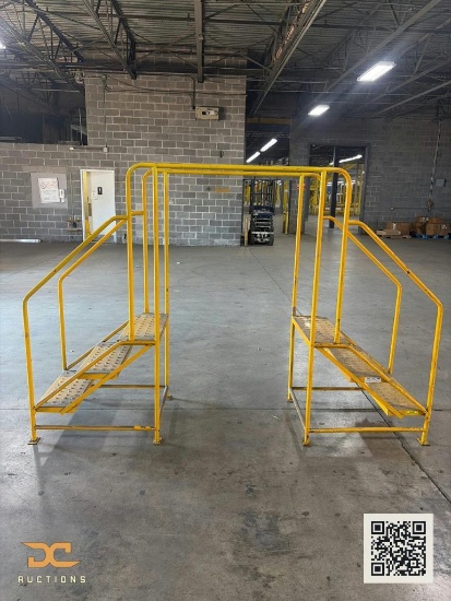 (1) Industrial Yellow Steel Crossover Stairs | 2-Sided Warehouse Safety Step-Over Unit with
