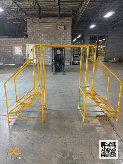 (1) Industrial Yellow Steel Over/Under Crossover Stairs | Dual-Sided Safety Stairway