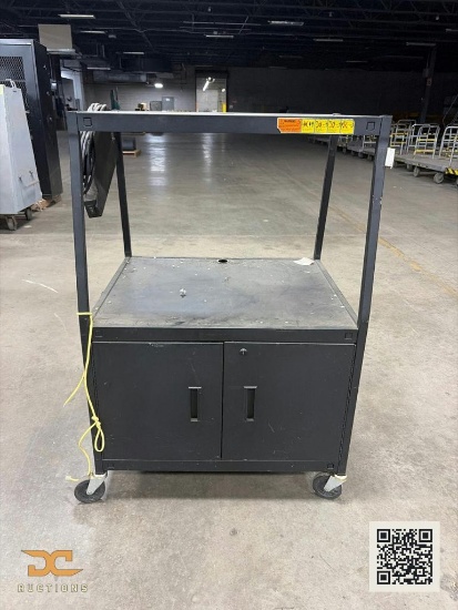 (1) Mobile AV / Equipment Cart with Locking Cabinet & Upper Shelf on Casters