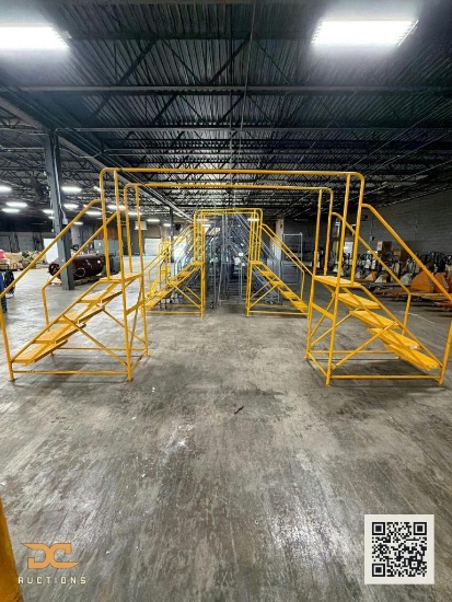 (1) Industrial Steel Crossover Stairs / Pass-Over Platform System | Yellow