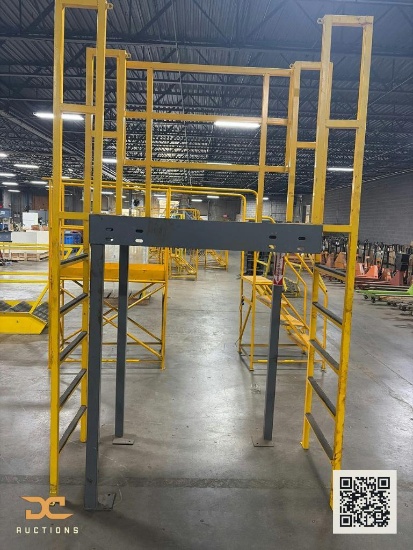 (1) Industrial Crossover Stairs / Overhead Walkway Bridge with Safety Handrails | Yellow