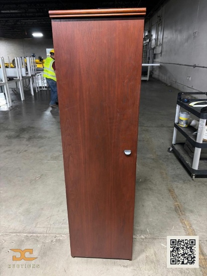 (2) Single-Door Wood Laminate Storage Cabinet | Cherry Finish with Crown Molding Top