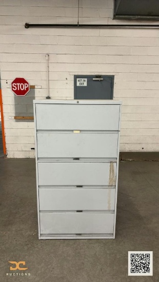 (1) 5-Drawer Lateral File Cabinet - Light Gray Steel
