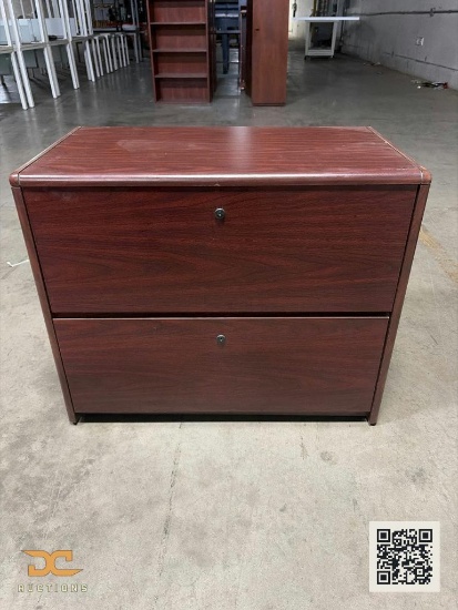 (8) 2-Drawer Lateral File Cabinet | Mahogany Laminate Finish with Lock
