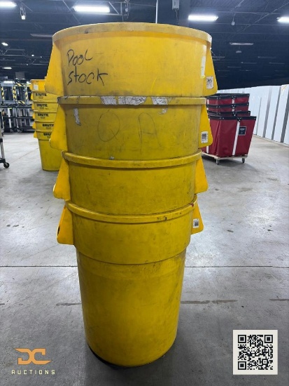 (3) Rubbermaid Brute Yellow Round Trash Cans