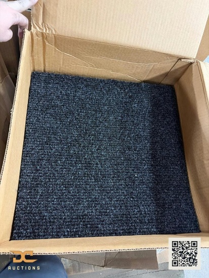 (84) Carpet Tiles | Dark Charcoal/Black Loop Pile | 7 Cases | 12 Tiles per case